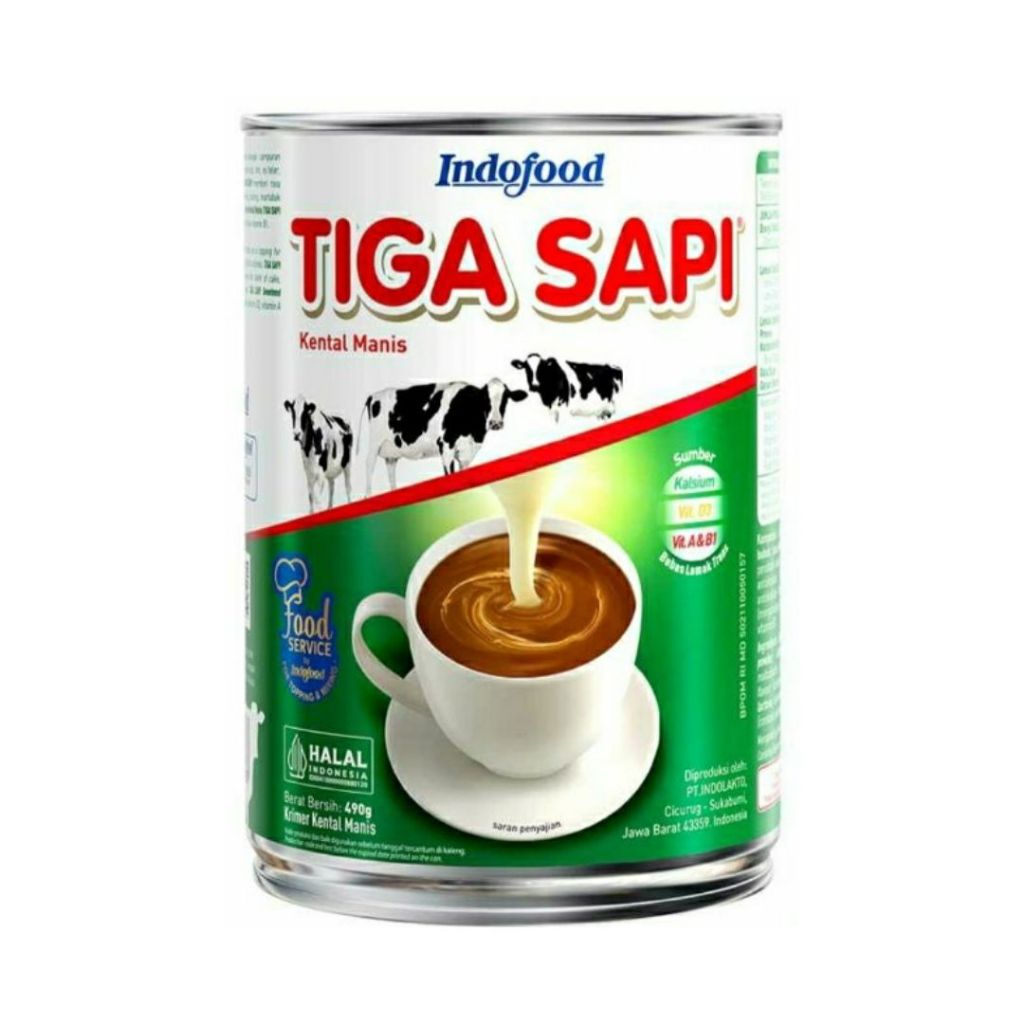 

Tiga Sapi Susu Krimer Kental Manis Kaleng Plain 490gr x 48pcs (1 karton)