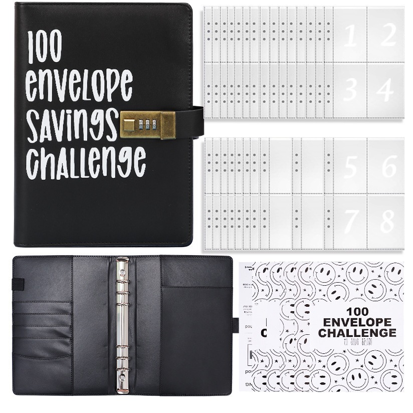 

100 Day Savings Book 100Envelope Challenge Password Lock Couple Challenge Loose leaf savings account book private savings book wallet Ramadan Gift