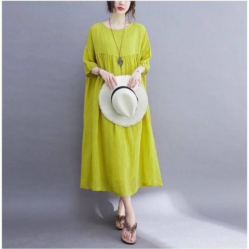 Alina Midi Dress Crinkle Airplow Jumbo LD120 Cm Terbaru ,,, terlaris 2025