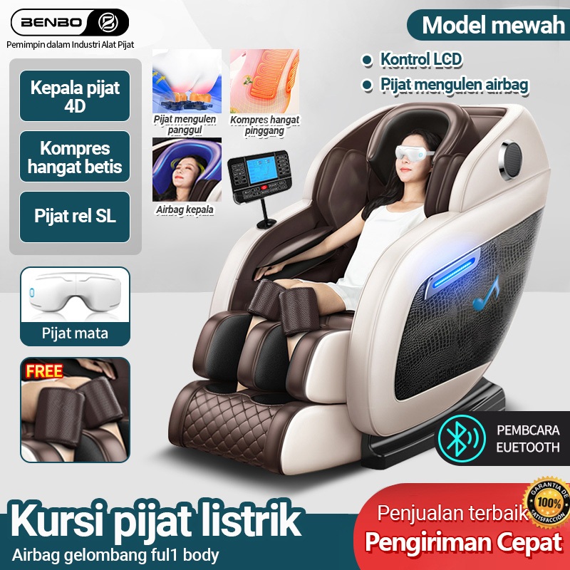 Benbo Kursi Pijat Listrik Mewah Yang Cerdas - Massage Chair Kulit PU Merah & Putih 750x1050x1100mm