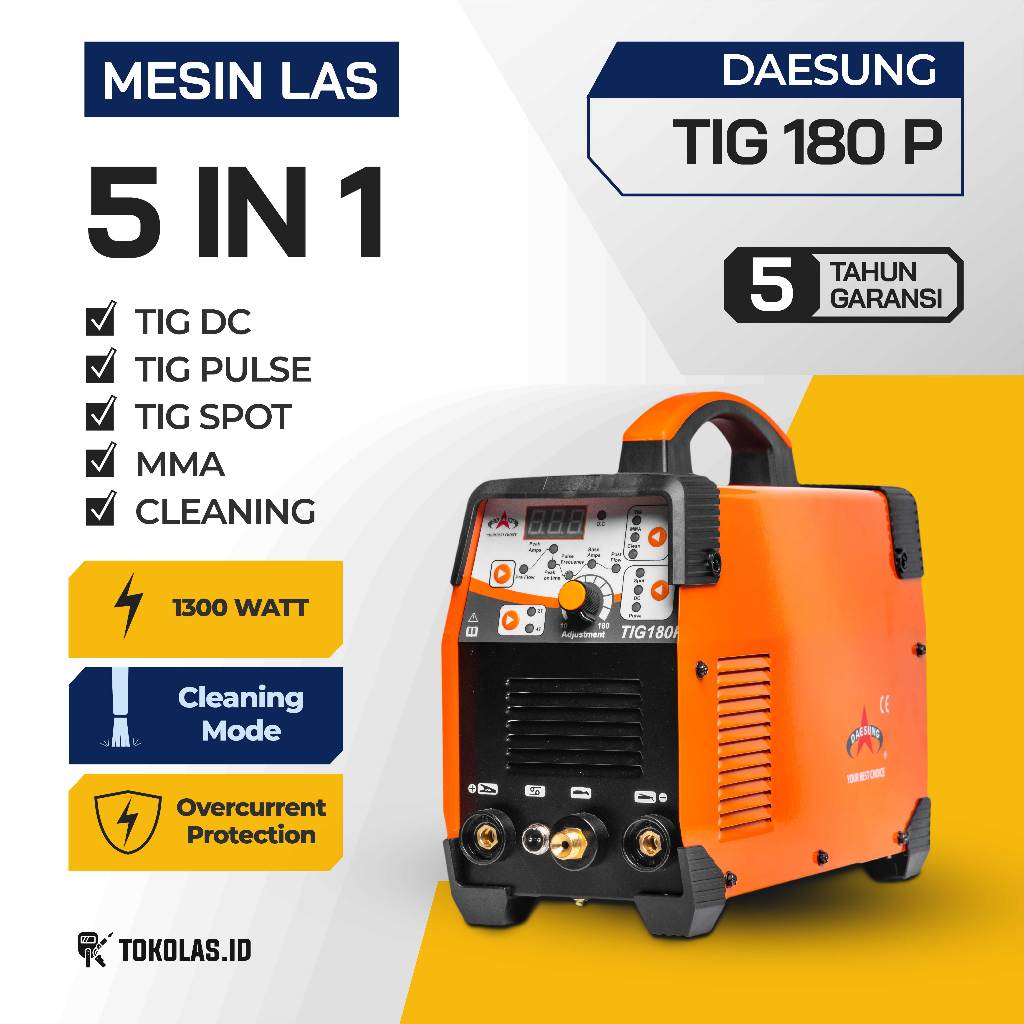 Mesin Las Travo Trafo Las Argon Inverter Welding Daesung TIG 180 P Pulse MMA Stick Spot Electrochemi