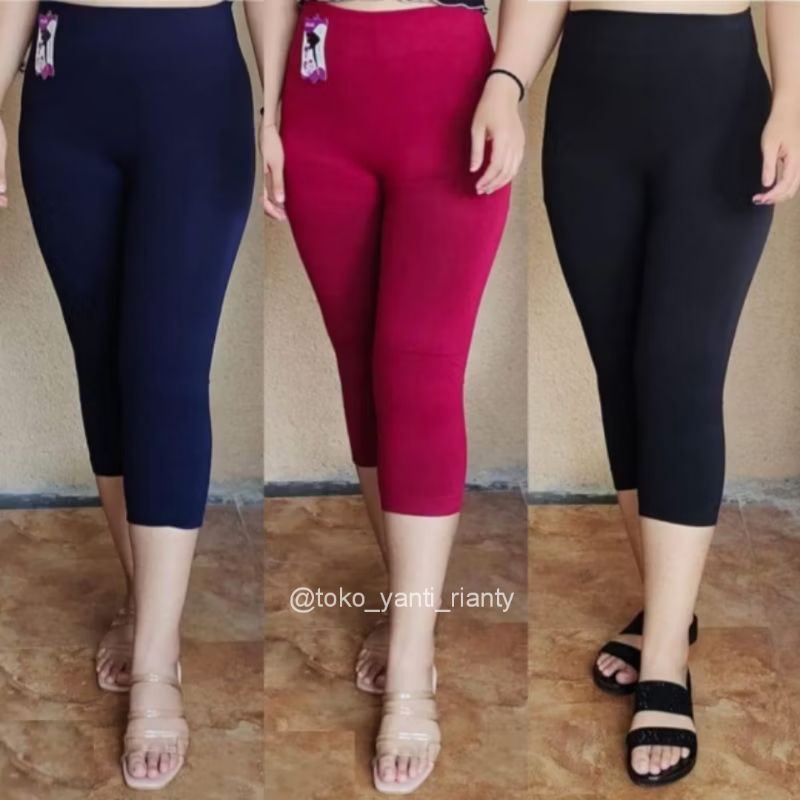 CELANA LEGGING IMPORT Hw Polos Tebal 7/8 Wanita Premium Tebal Fit S-XXL Jumbo