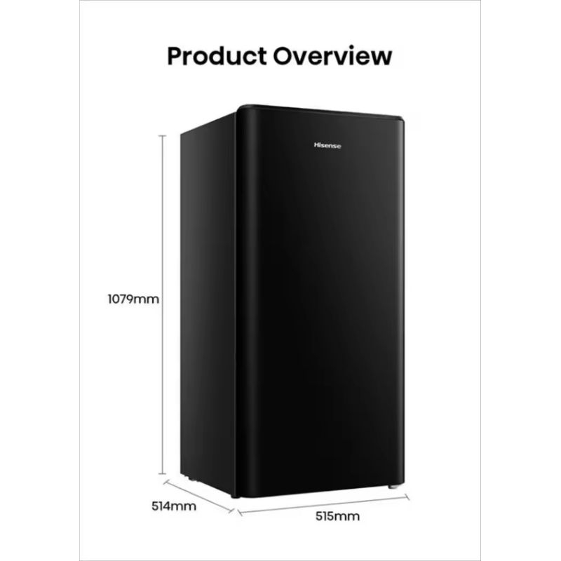 HISENSE KULKAS RR198D4IBN / RR-198D4IBN , 1 PINTU HITAM 157 LITER
