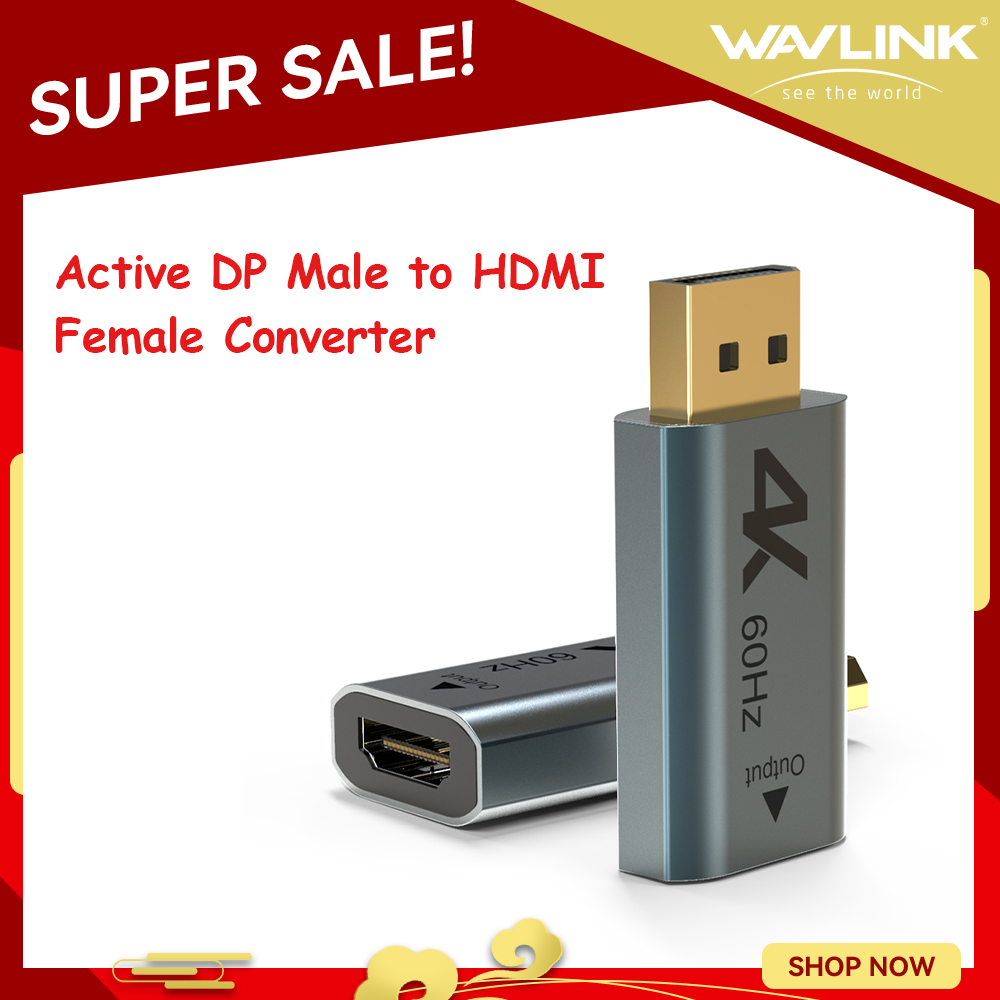 Wavlink Active Displayport to HDMI Adapter 4K at 60Hz, DP Male to HDMI Female Converter DisplayPort 