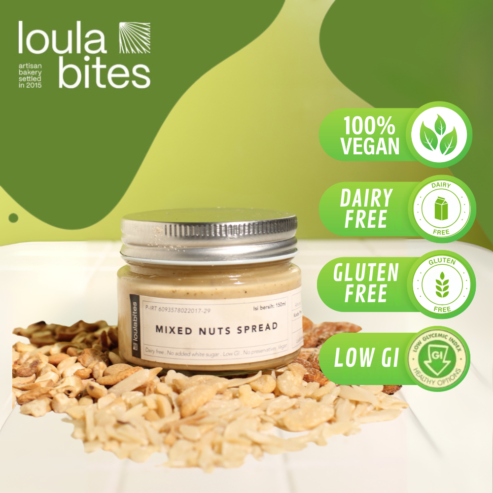 

Loulabites Mixed Nuts Spread / Selai Kacang Diet Sehat Rendah Kalori (Gluten Free, Vegan)