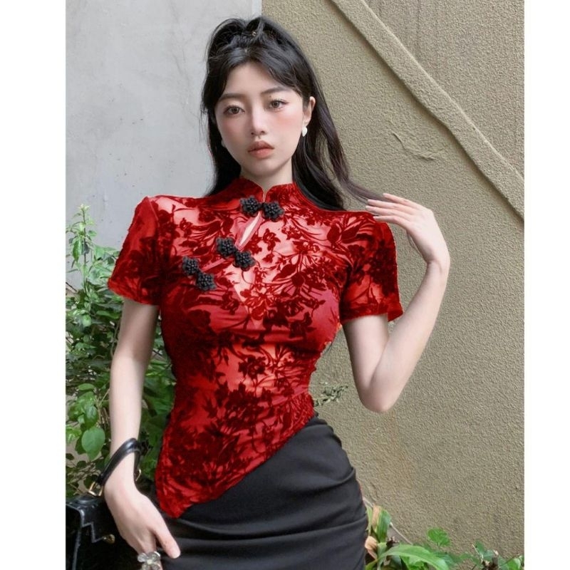 MDLV ~ M02D85# CNY Asymmetric Cheongsam Top