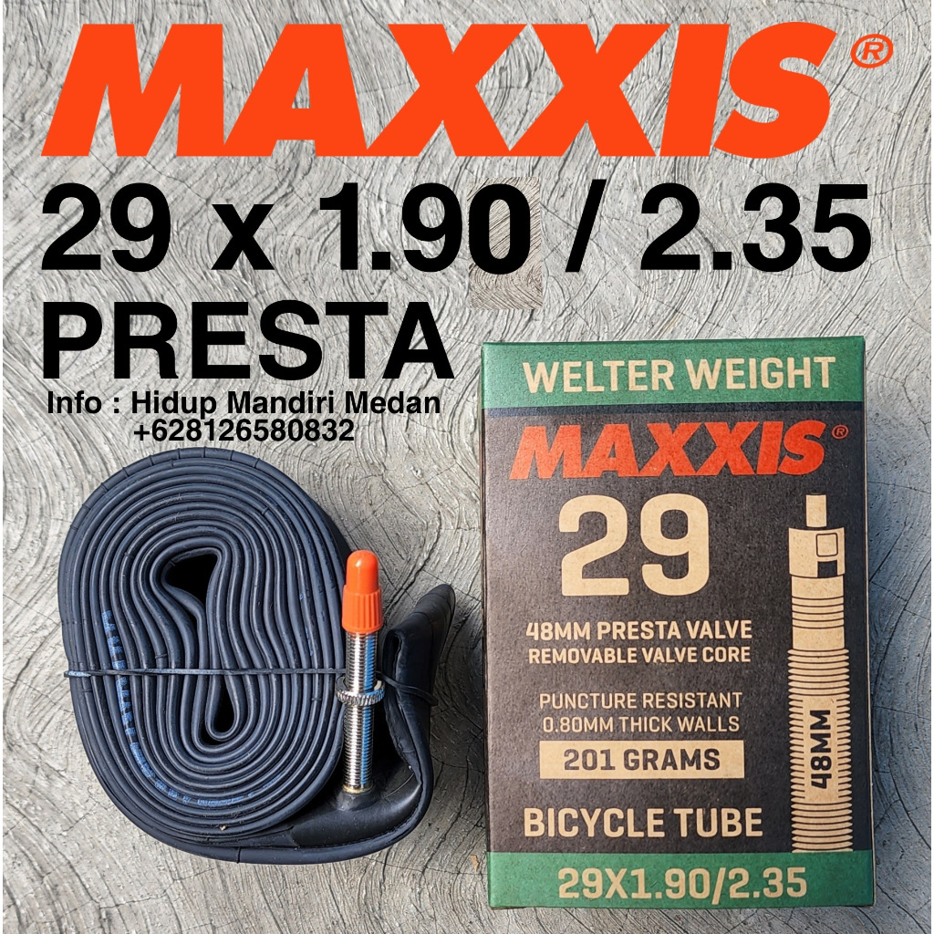 Ban Dalam Maxxis 29 x 1.90 / 2.35 Presta panjang 48mm Welter Weight bisa pakai dari lebar 1.90 sampa