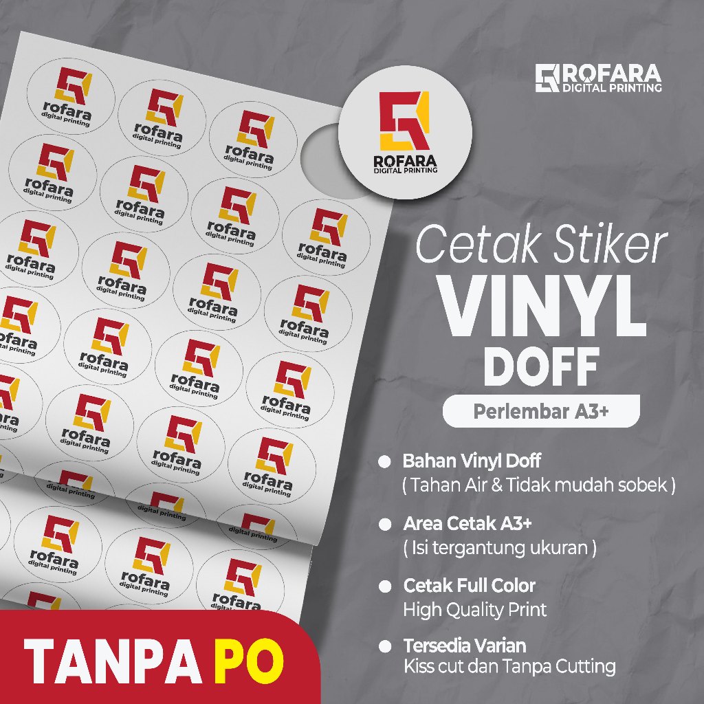 

Stiker Vinyl Doff A3+ | Cetak Stiker Label | Kiss cut