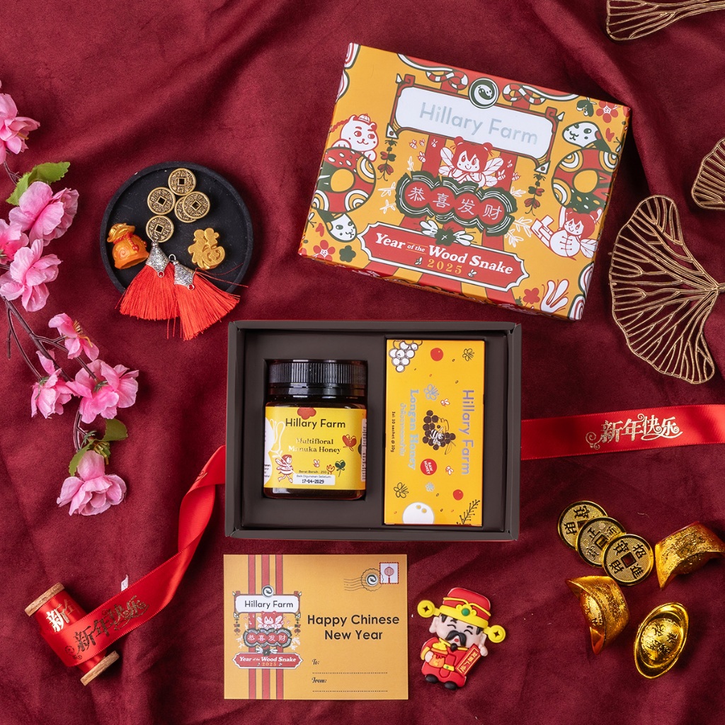 

Hampers Chinese New Year / CNY Multifloral Manuka Honey 250gr + Travel Pack Longan Honey