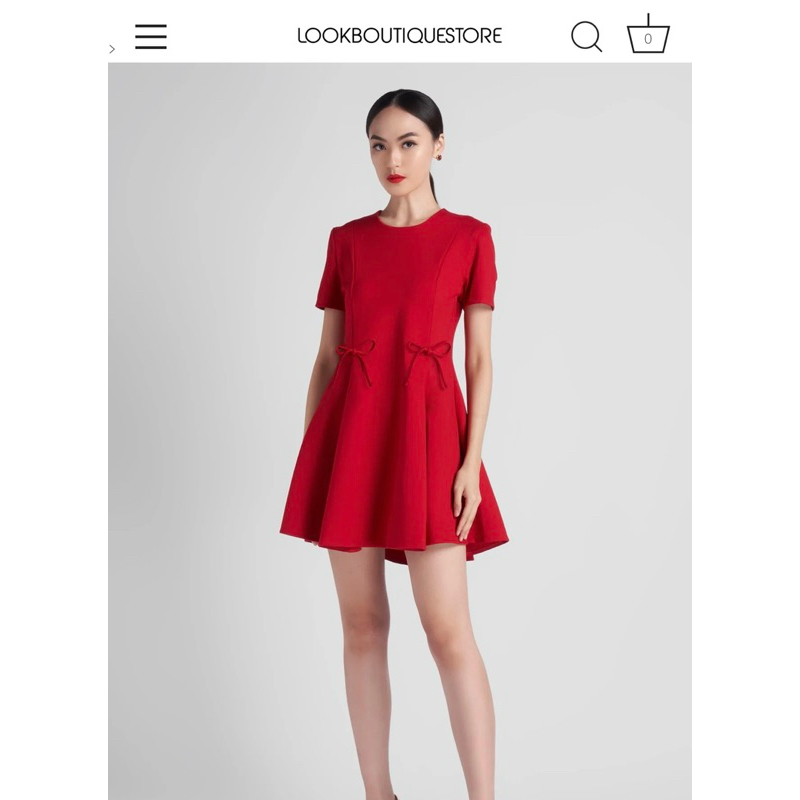 Preloved Dress Merah Wanita Lengan Pendek