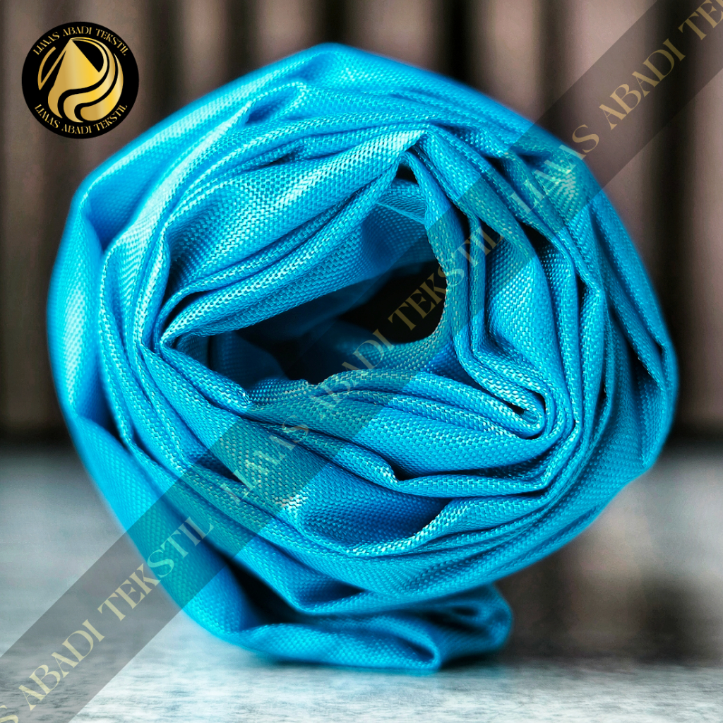 Grosir Kain Peles Capung (Biru Turkis)1 Roll 50 100 yard Bahan Bendera Organisasi Umbul Umbul Furing