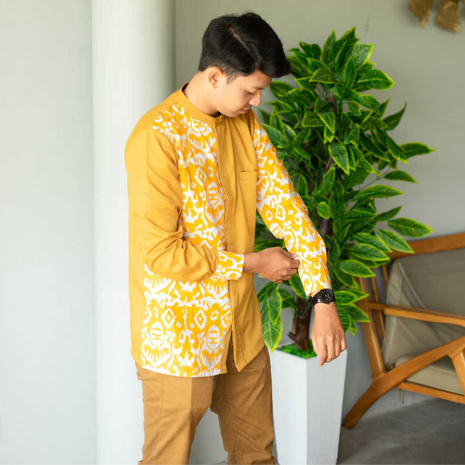 Koko Ethnic Pria Koko Batik Pria Kemeja Batik Modern Lengan Panjang