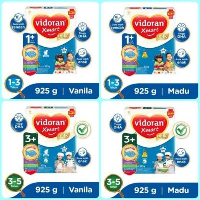 

VIDORAN XMART 1+ 3+ 925GR VANILA MADU IMUN UP SUSU FORMULA TAHAP 1 DAN 3 925GR