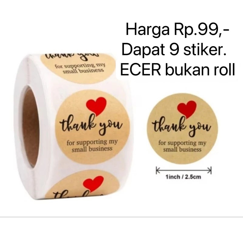 

stiker lingkaran ECER 9pcs thank you for supporting my small business