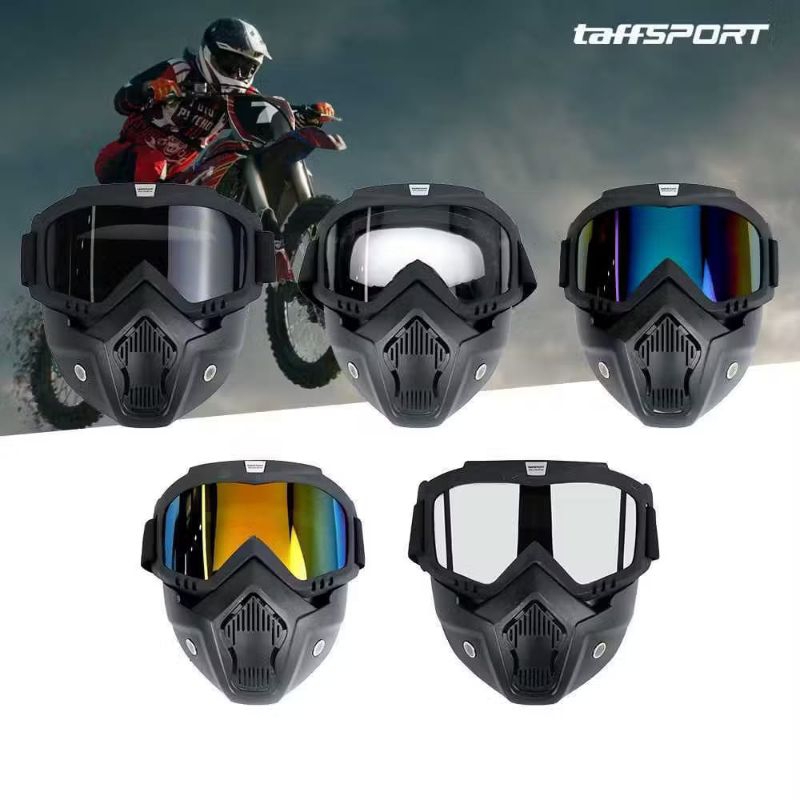 TaffSPORT BOLLFO Kacamata Motor Retro Goggles Mask