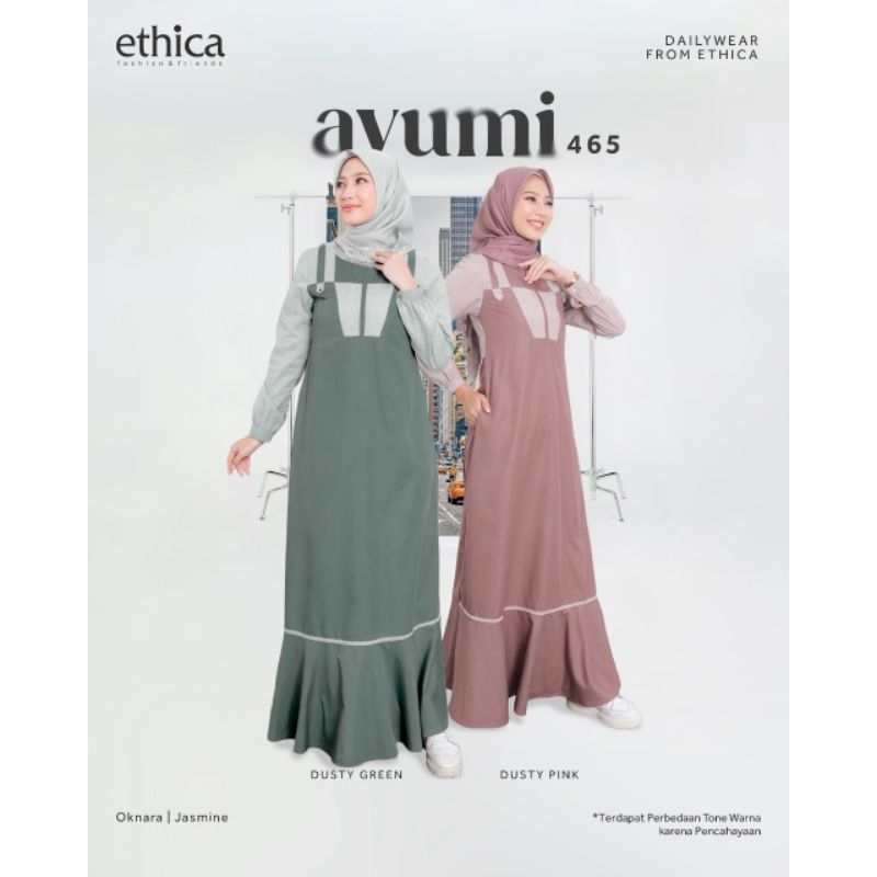 GAMIS ETHICA AYUMI 465 WARNA DUSTY GREEN DAN DUSTY PINK TERBARU
