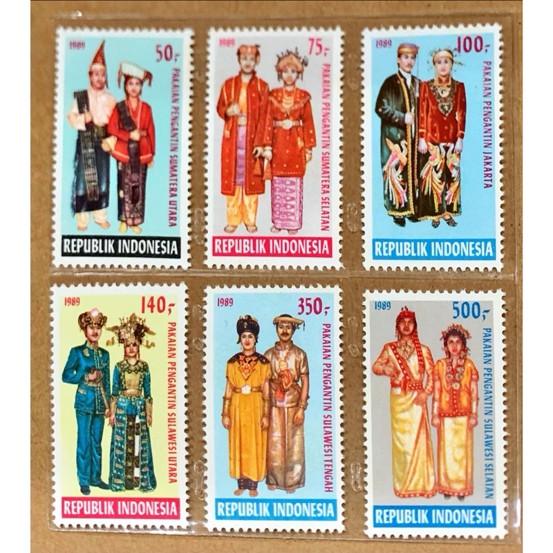 

(BA)PRANGKO INDONESIA 1989 PAKAIAN PENGANTIN DAERAH SERI - 3. 6V SERIES . MNH.
