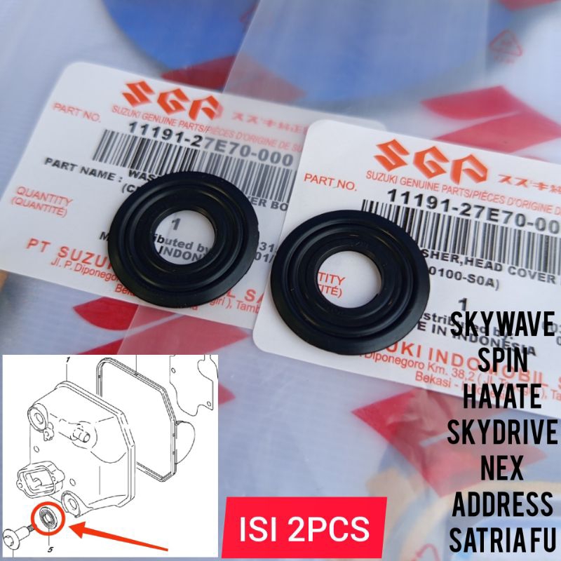 KARET SEAL BAUT HEAD (2pcs) SKYWAVE/ HAYATE/ SPIN/ SKYDRIVE/ SATRIA FU150/ GSX/ ADDRESS / NEX110 / L