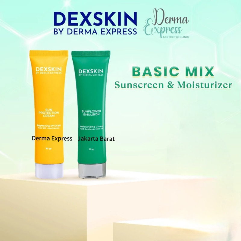 DEXSKIN BY DERMA EXPRESS BUNDLING BASIC MIX (1 Sunscreen + 1 Pelembab)