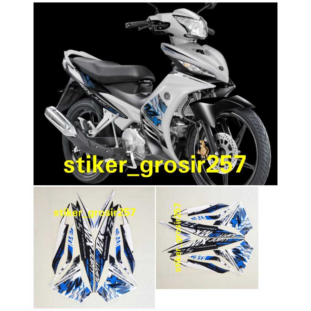 STIKER STRIPING & LIS BODY JUPITER MX NEW 135 2014 PUTIH BIRU