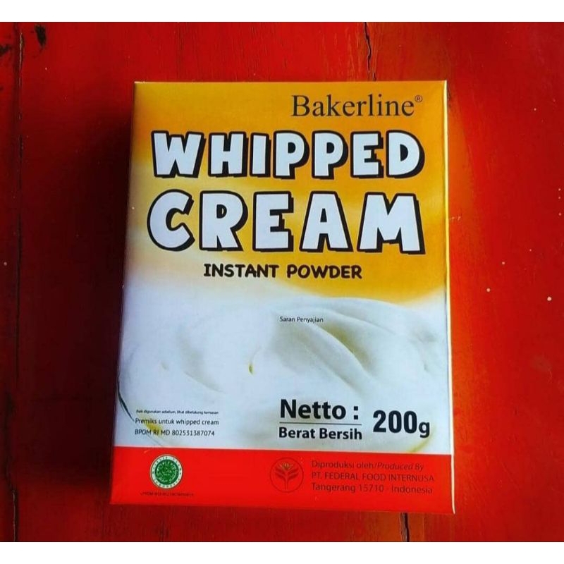 

Whipped cream bakerline powder 200gram whip krim