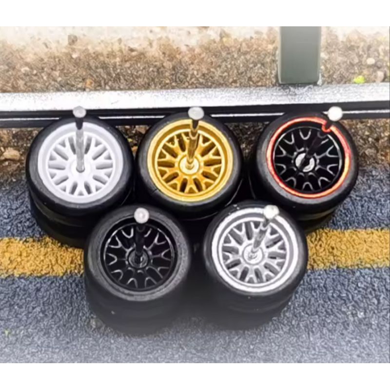 Velg Custom Diecast Ban Karet 1:64 Model BBS (Gold) untuk hot wheels matchbox majorette minigt inno6