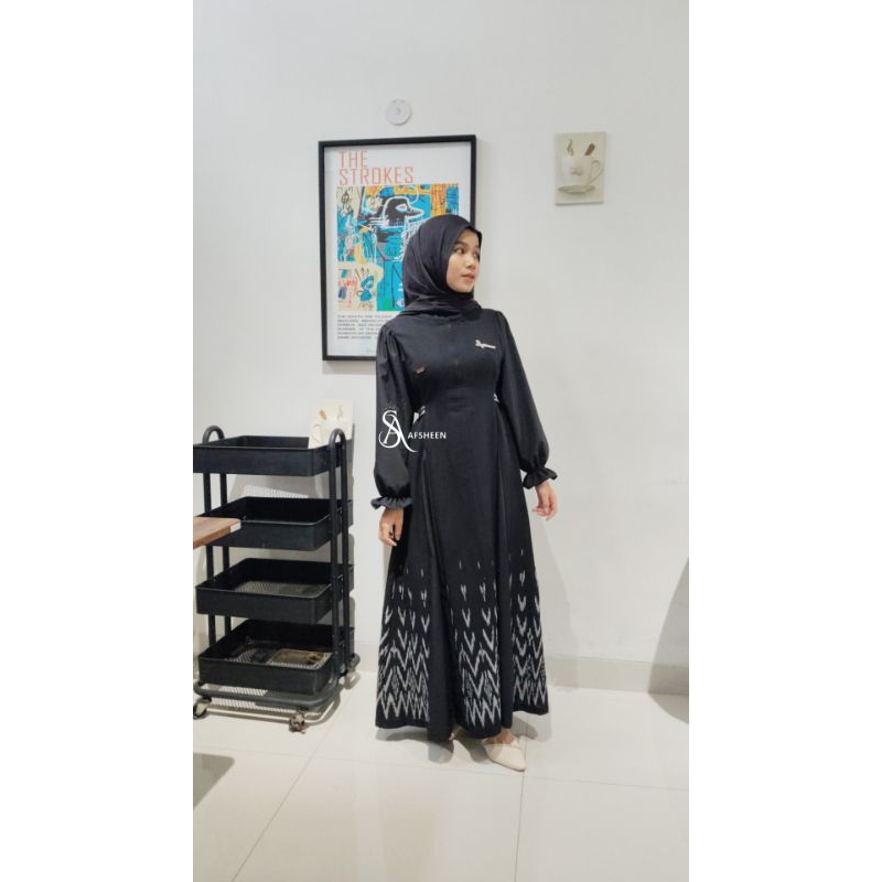 S.A Afsheen Gamis Yumna/Yumna Balck Series/Gamis/Baju muslimah/baju lebaran/gamis kekinian/Gamis ten