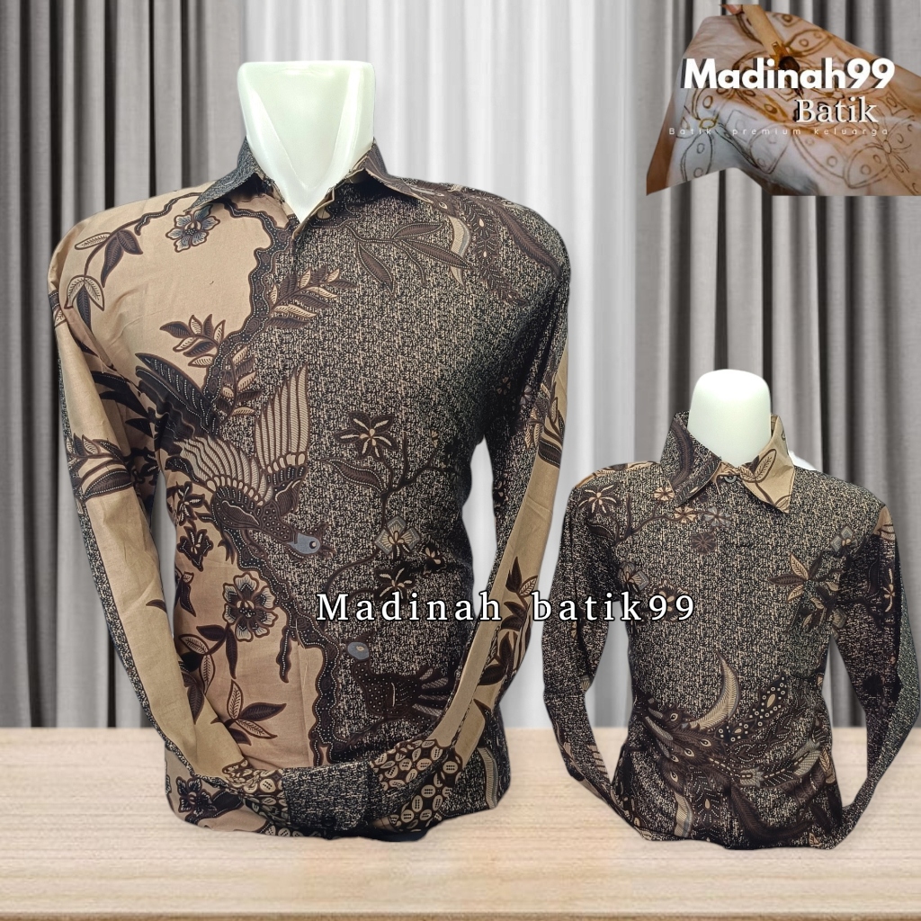 kemeja batik couple ayah anak warna coklat mewah motif moderen cod