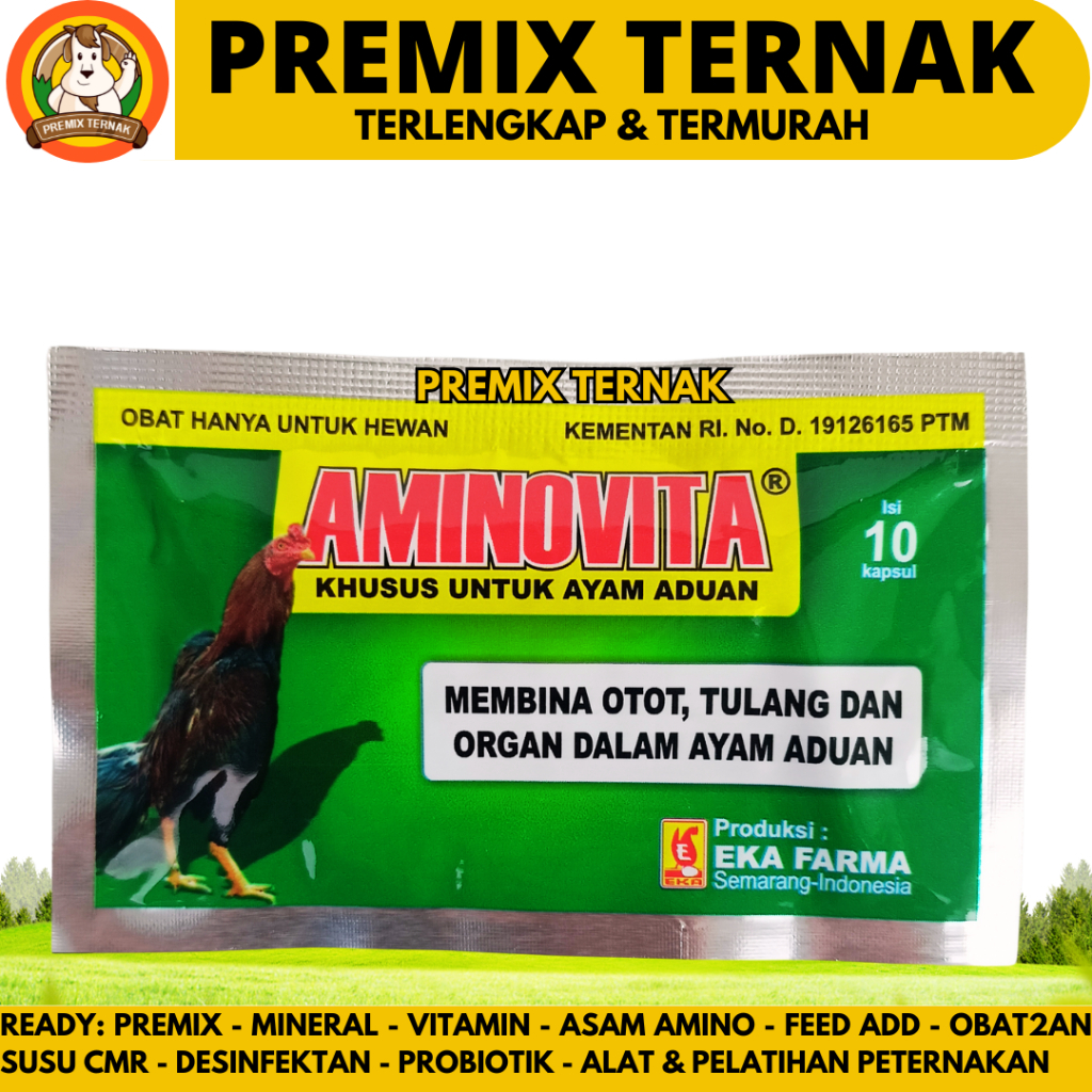 AMINOVITA 10 Kapsul - Obat Ayam Aduan Penguat Otot Tulang & Meningkatkan Kesehatan Ayam Petarung
