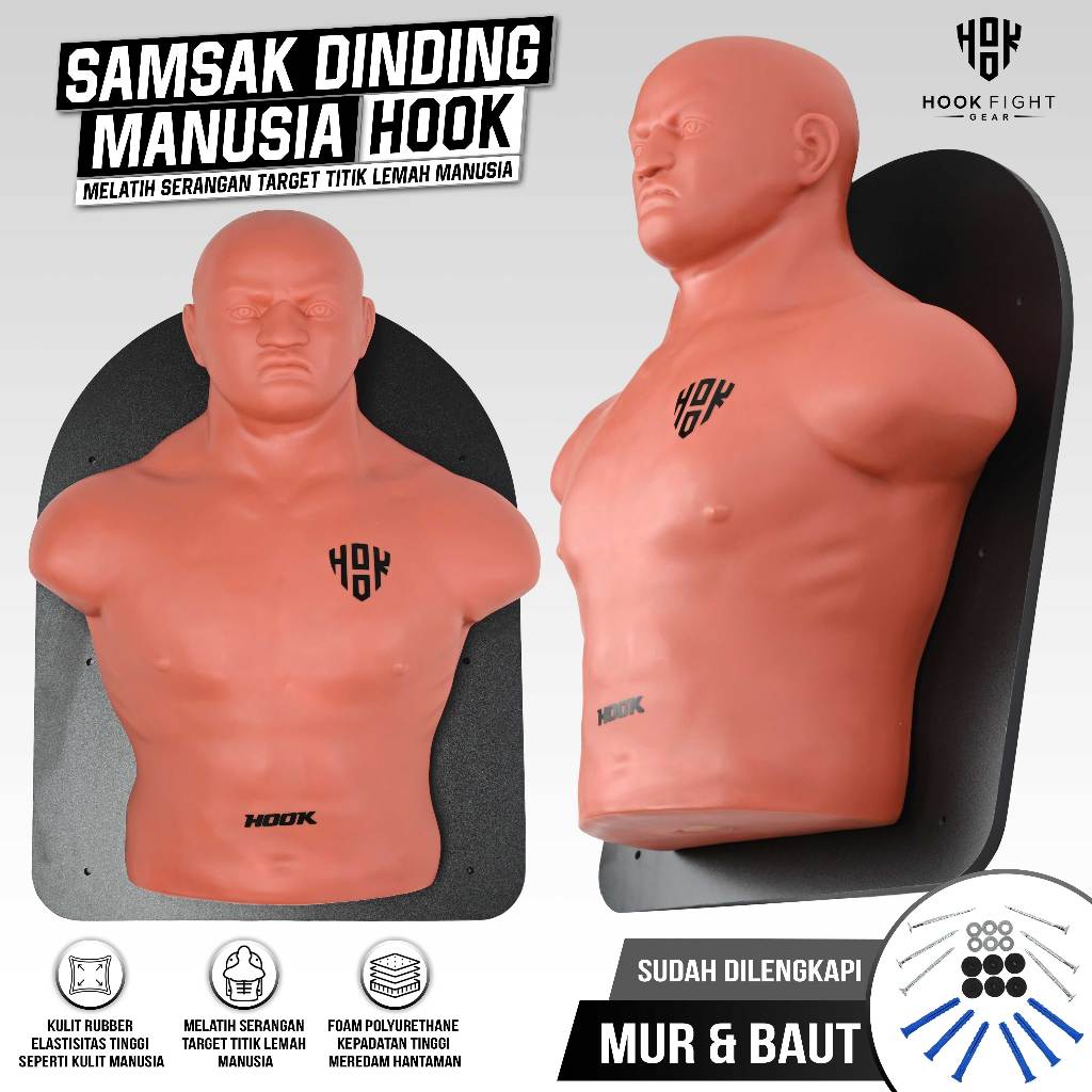 Samsak Dinding Hook Boxing Bob Dummy Wall Target Boxing Hook Manusia Boneka Boxing Tinju Patung Boxi