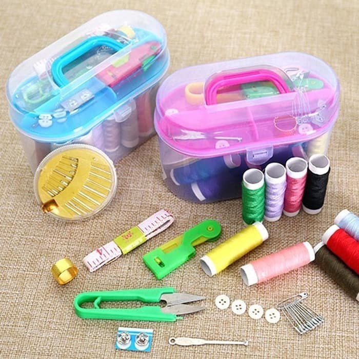 SET TOOL KIT ALAT MENJAHIT MANUAL GUNTING BENANG JARUM PORTABLE JAHIT