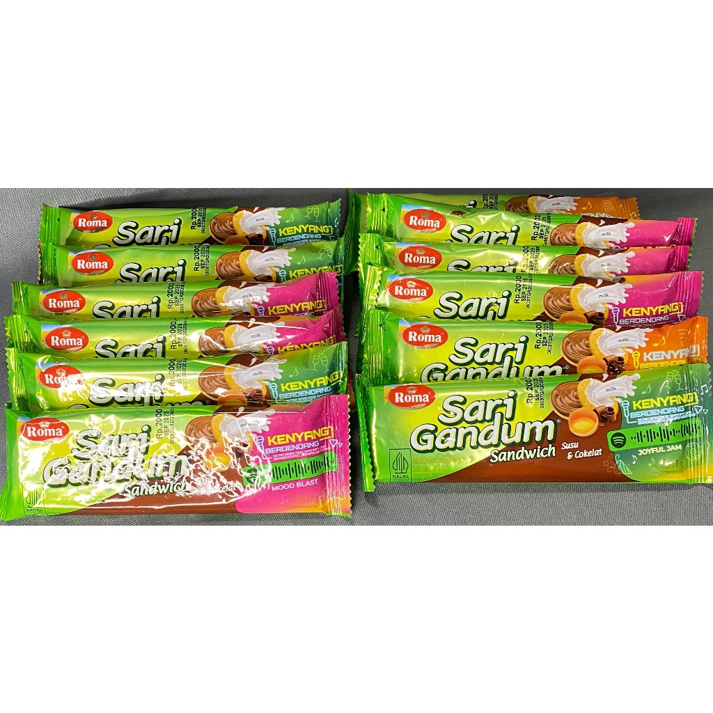 

ROMA SARI GANDUM SANDWICH COKLAT ISI 12 BKS 1 BOX