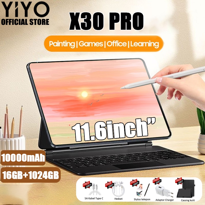 YIYO X30 PRO Tablet 11.6inch Beli 1 Free Gift 5 RAM+ROM 16GB+512GB Tablet Murah hp Layar Besar Wifi 