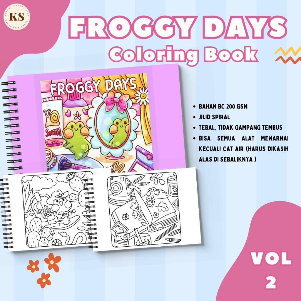 

Coloring Book FROGGY DAYS VOL 2 Healing Partner Cozy Buku Mewarnai Remaja Dewasa