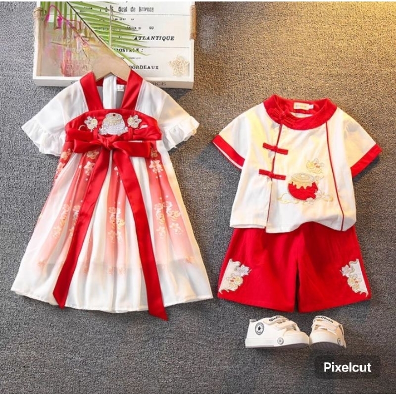 Qipao Hanfu Anak Perempuan Anak Laki-Laki Baju Imlek Baju Tradisional Chinese China