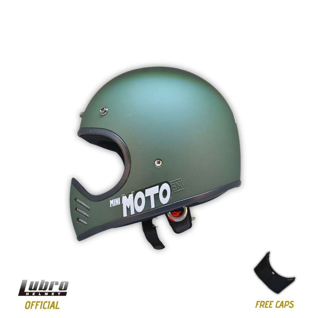 Helm Cakil Retro Mini Moto Matte Army Free Caps