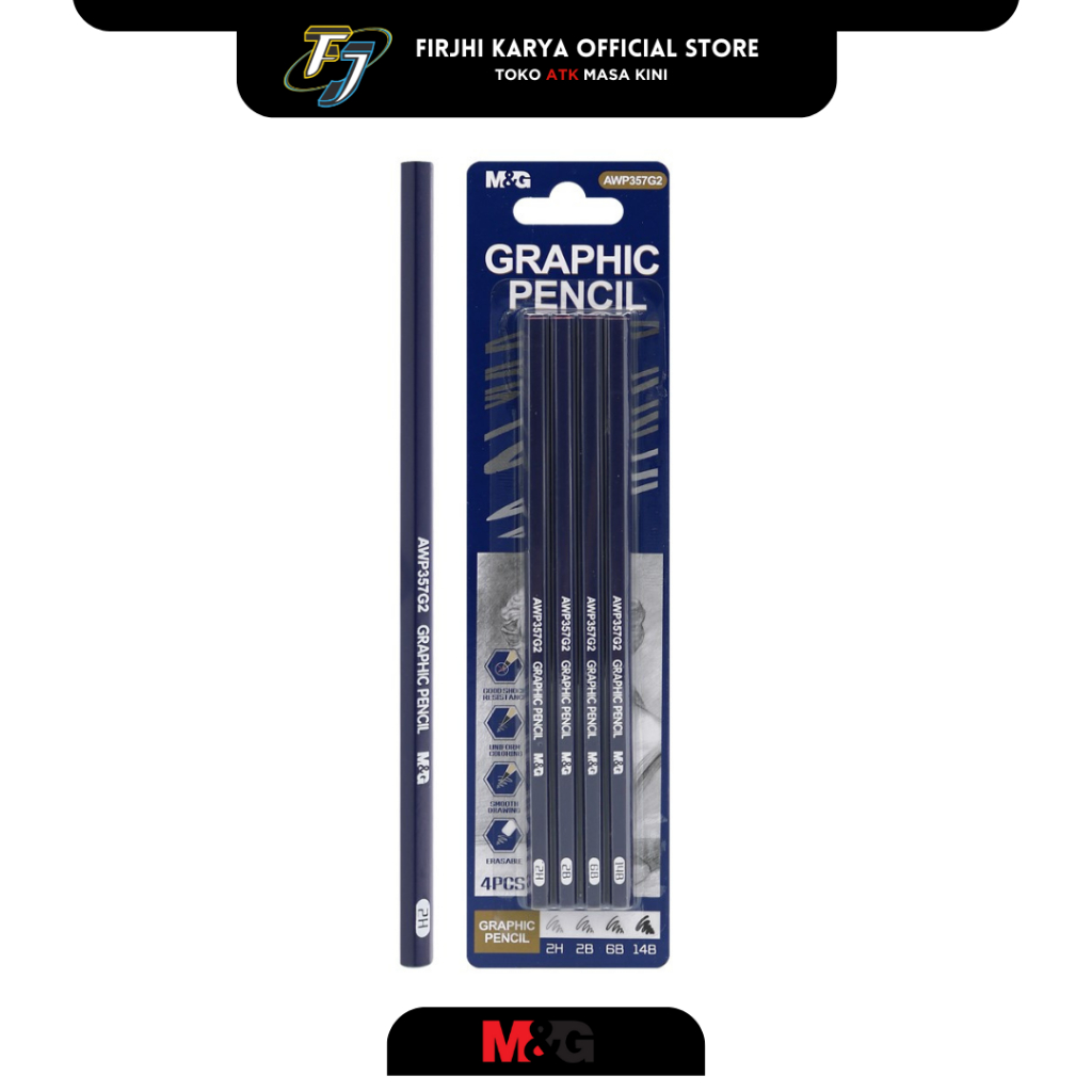 

Pensil Grafik M&G 4 PCS - Set Lengkap 2H, 2B, 6B, 14B untuk Sketsa & Hasil Presisi