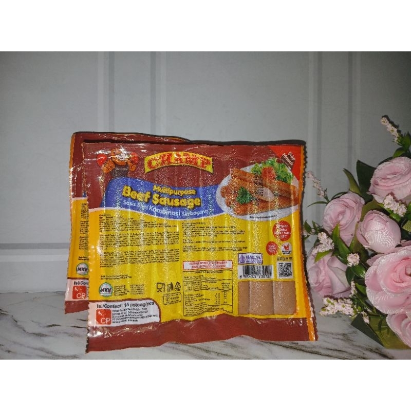 

Sosis champ sapi 375gr isi 15pcs