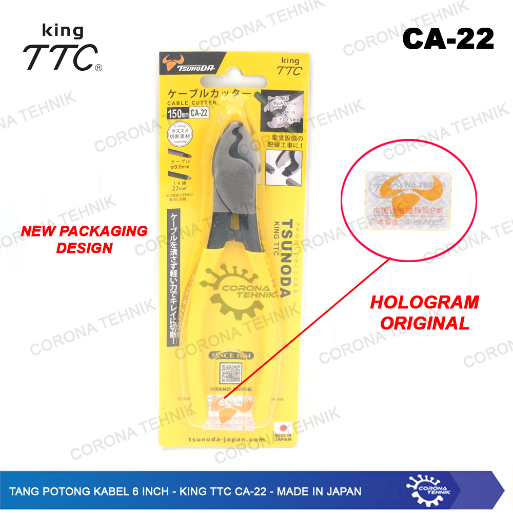 King TTC - CA-22 - Made in Japan - Tang Potong Kabel 6 Inch