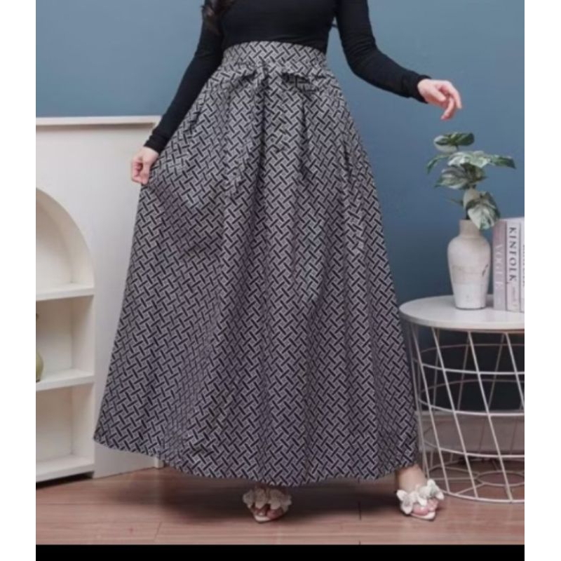 Rok Batik Panjang Wanita Bahan Katun Tali Pinggang|ROK BATIK PANJANG | ROK UNGGUL JAYA | ROK PAYUNG|