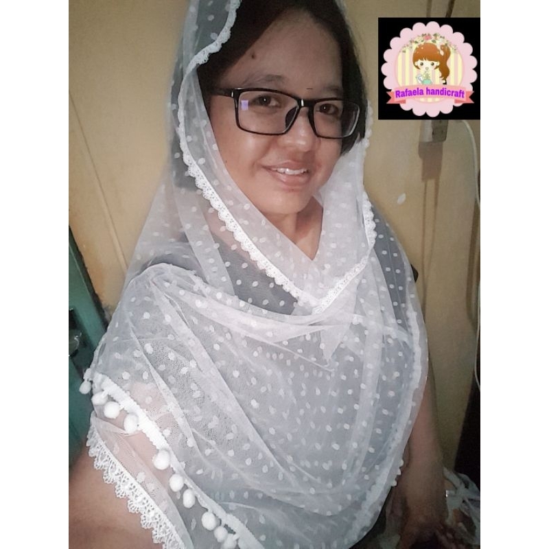 Mantilla persegi panjang/mantilla polkadot/kerudung misa/kerudung instan/mantila