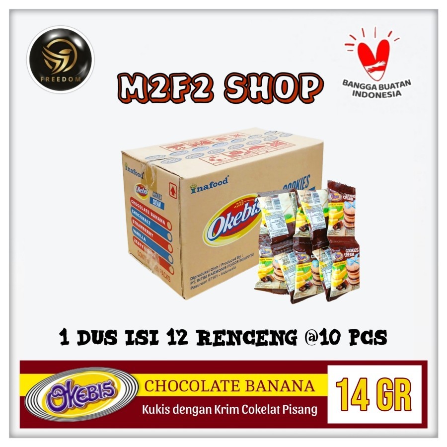 

Okebis Cookies Cream Chocolate Banana | Kukis Krim Cokelat Pisang Sachet - 14 gr (Kemasan Karton)