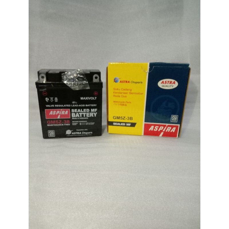 AKI ASPIRA GM5Z-3B (5AH) - AKI MOTOR MIO,SUPRA,JUPITER Z,VEGA 100% ORIGINAL ASTRA