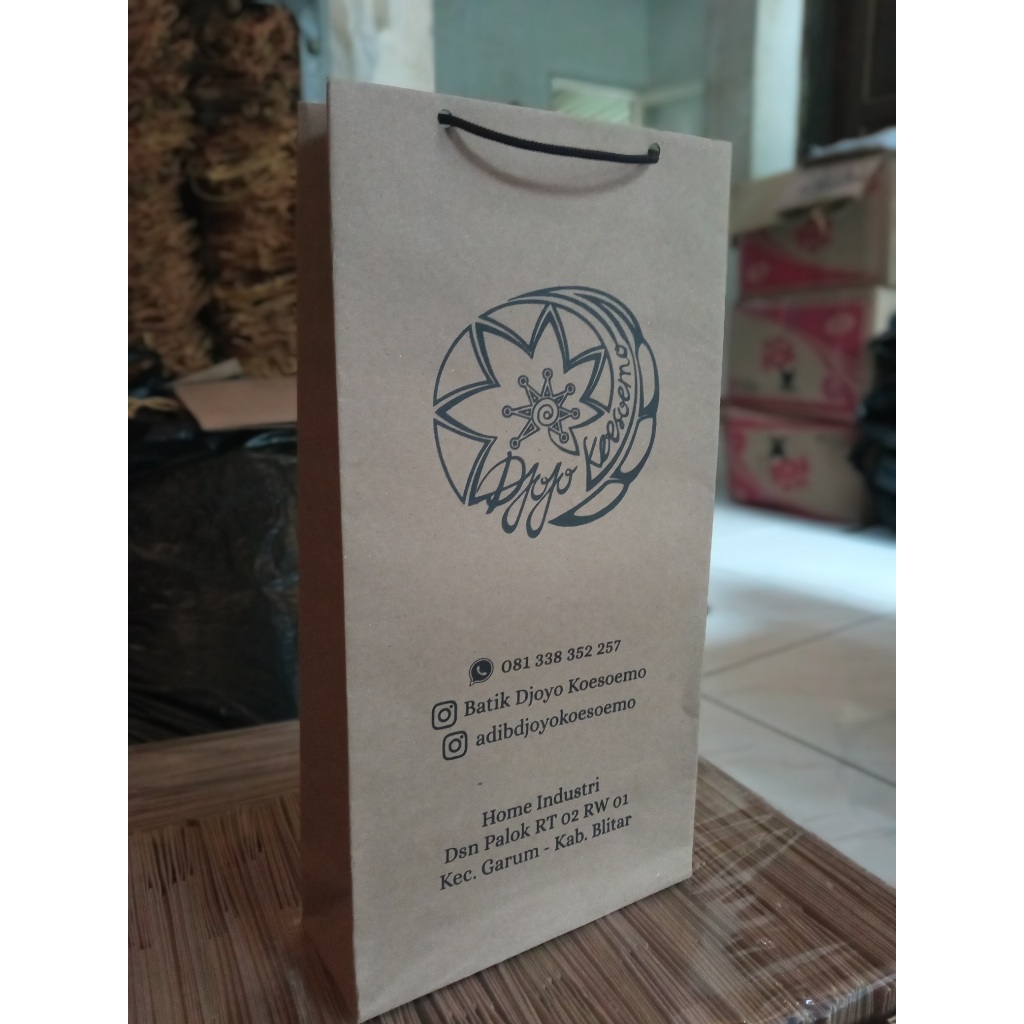 

paperbag custom craft coklat uk P12 L6 T30(sandal),paperbag sablon,paperbag murah