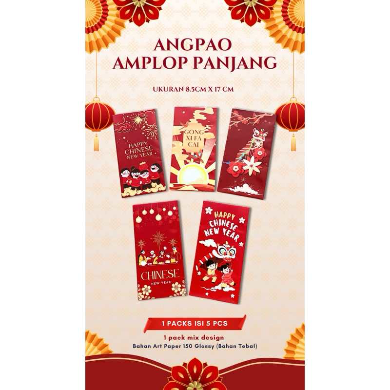 

[ISI 5 PCS] ANGPAO IMLEK PANJANG UNIK LUCU AMPLOP CHINESE NEW YEAR