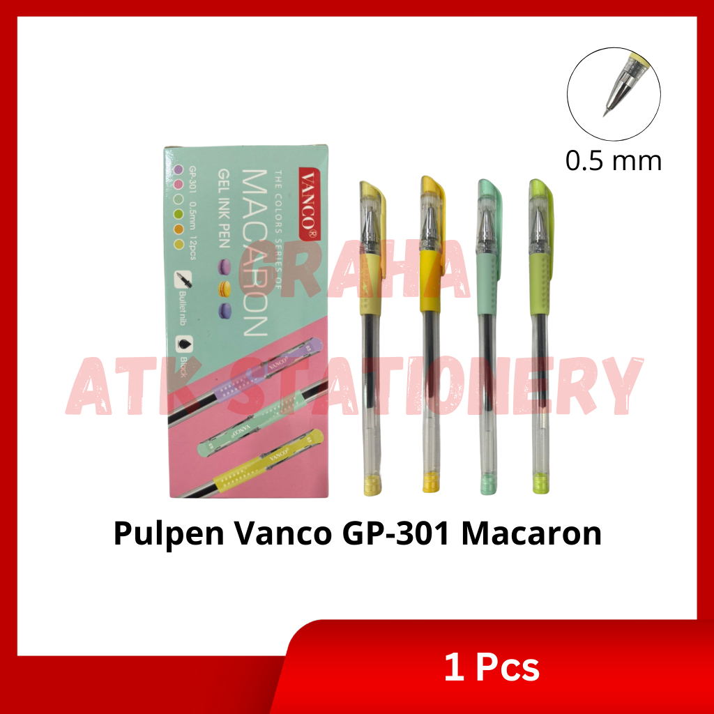 

[1 Kotak] Pulpen Vanco GP-301 Macaron / Gel Pen 0.5mm Vanco GP-301 Macaron