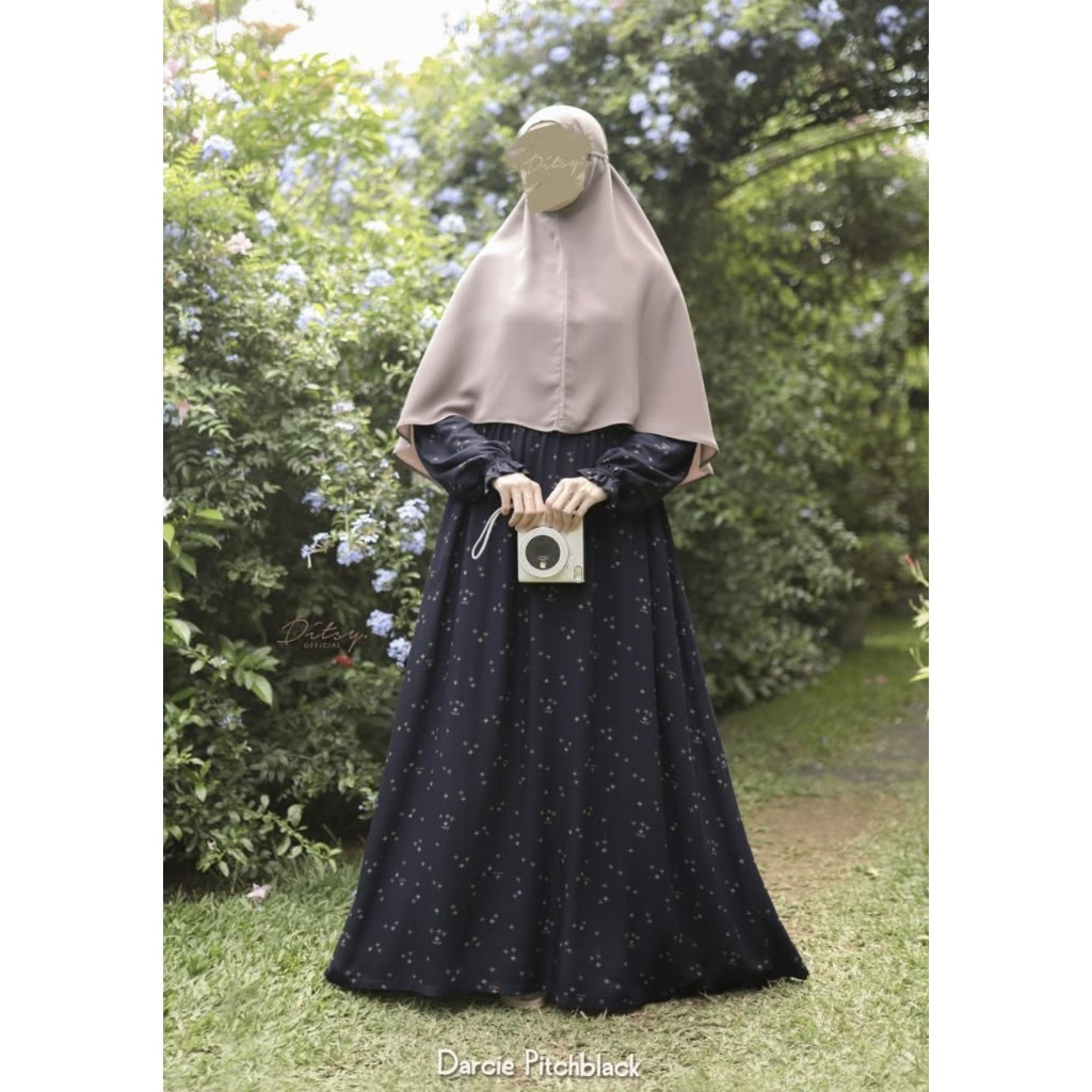 Ditsy Night Gown Jan 2025 Gamis - Baju Tidur seri Darcie Pitch Black