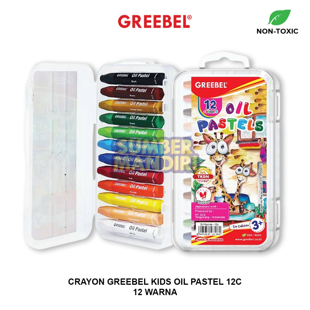 

Crayon GREEBEL 12 Warna / Crayon Kids Oil Pastel 12 Warna / Crayon Greebel 12C