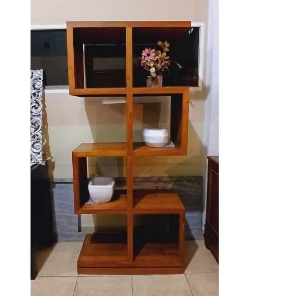 RAK PAJANG MINIMALIS KAYU JATI | RAK HIAS MINIMALIS JATI | PENYEKAT RUANGAN KAYU JATI