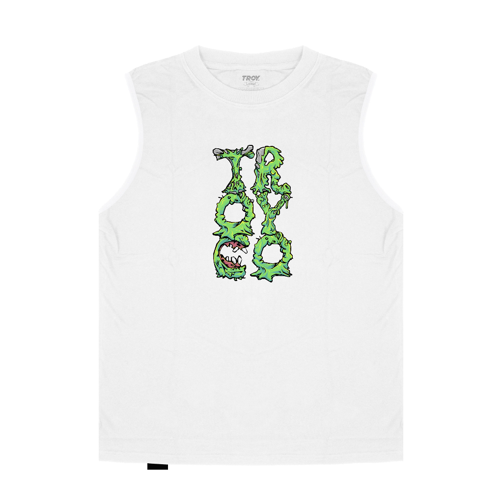 Troy Company Tshirt Singlet White Slime Lime - Kaos Pria Tanpa Lengan Putih TS 2910